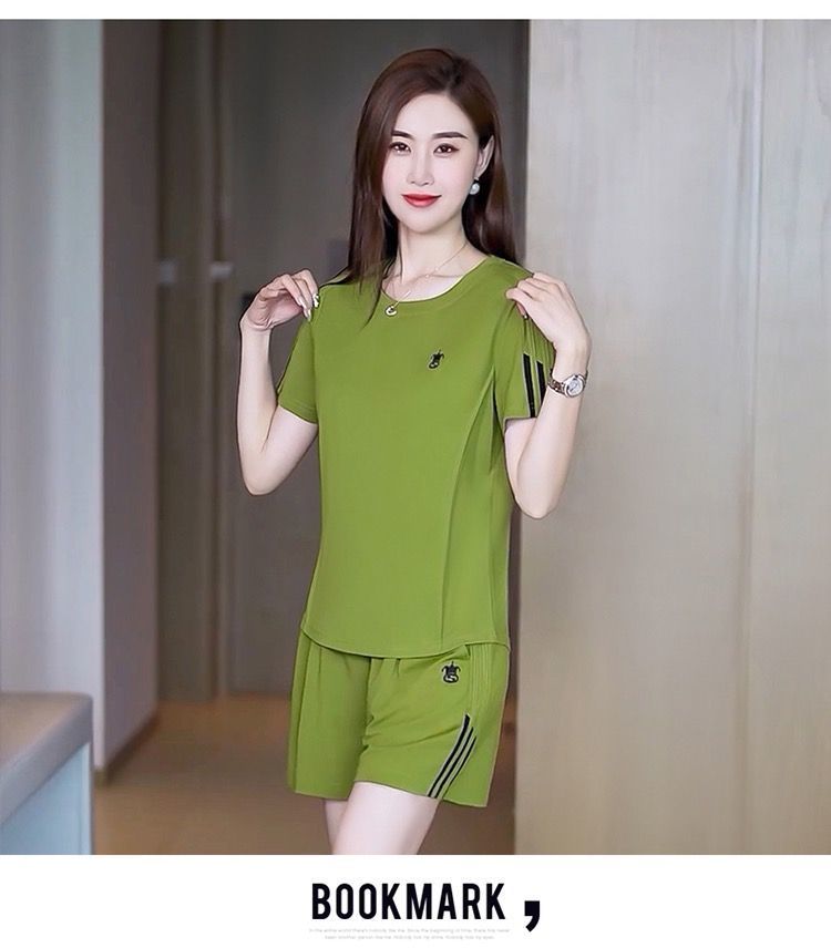 短袖运动套装夏装女款_夏天短袖运动休闲套装女装_夏季短袖运动休闲套装