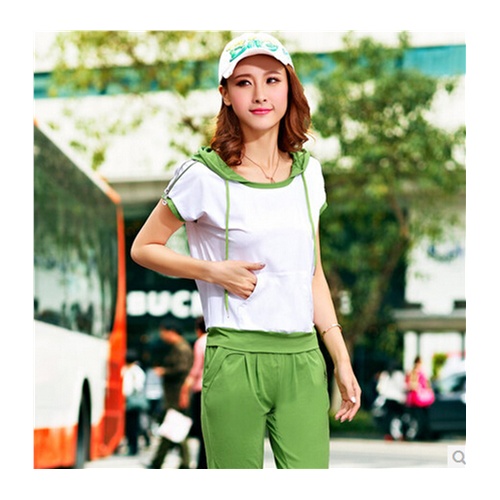 短袖运动套装夏装女款_夏天短袖运动休闲套装女装_夏季短袖运动休闲套装